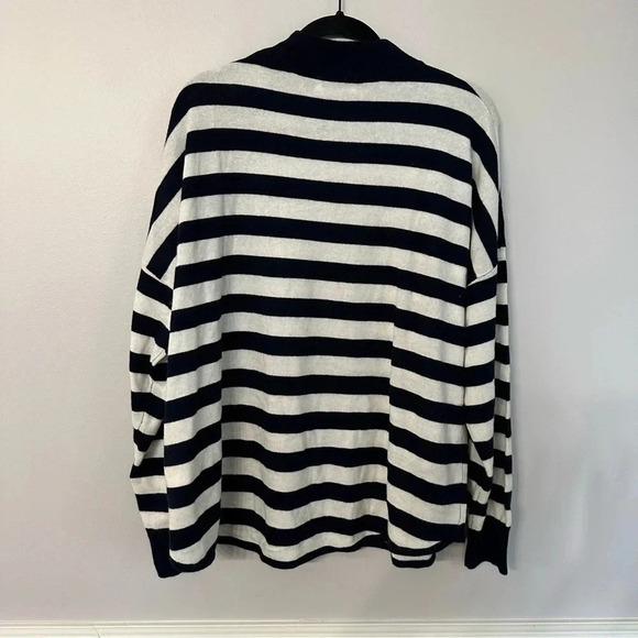 Madewell Ashbury Mock Neck Wool Blend Striped Dark Indigo Sweater NWT - Picture 4 of 7